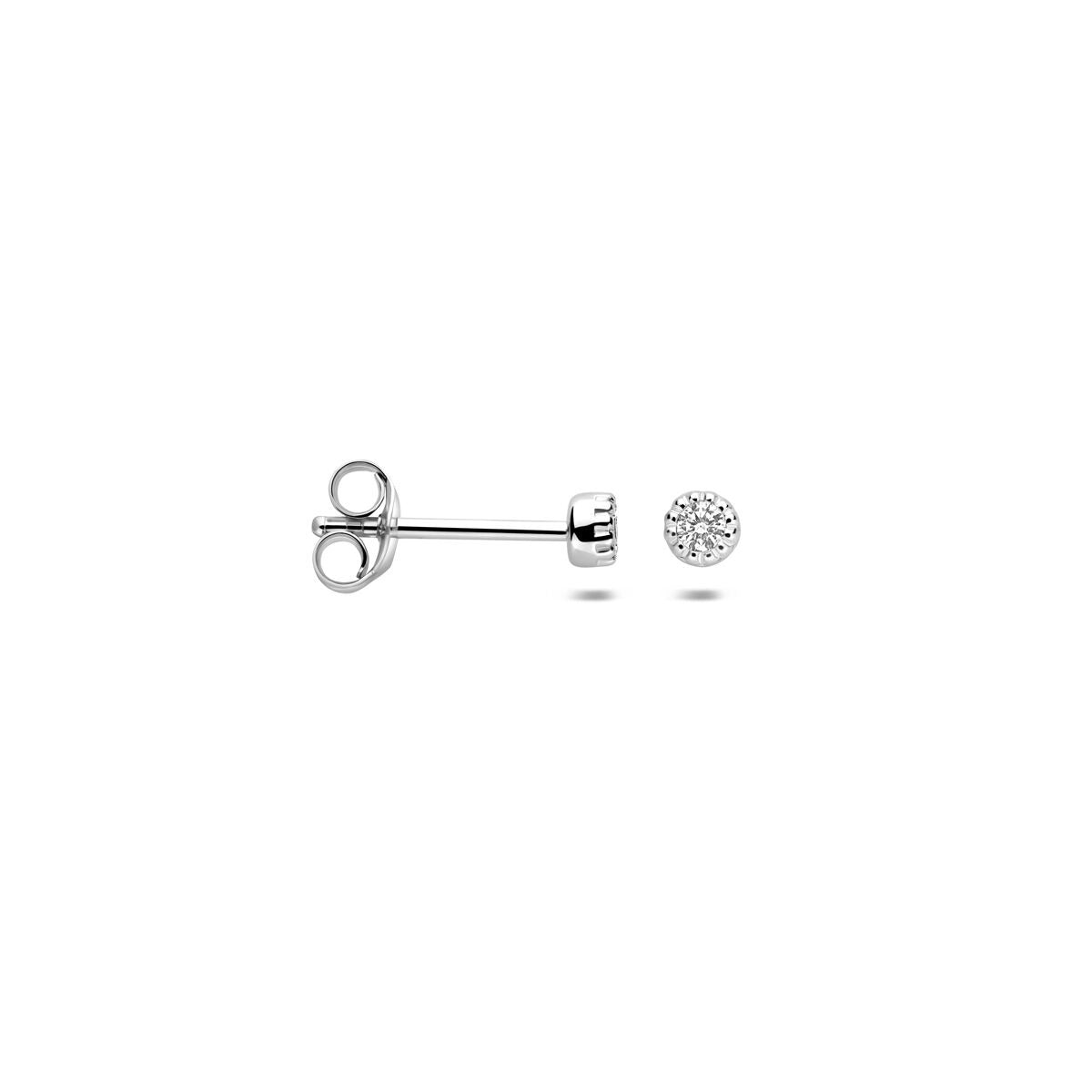 Pendientes de botón de plata con circonitas – pendientes de mujer rodiados en estilo solitario