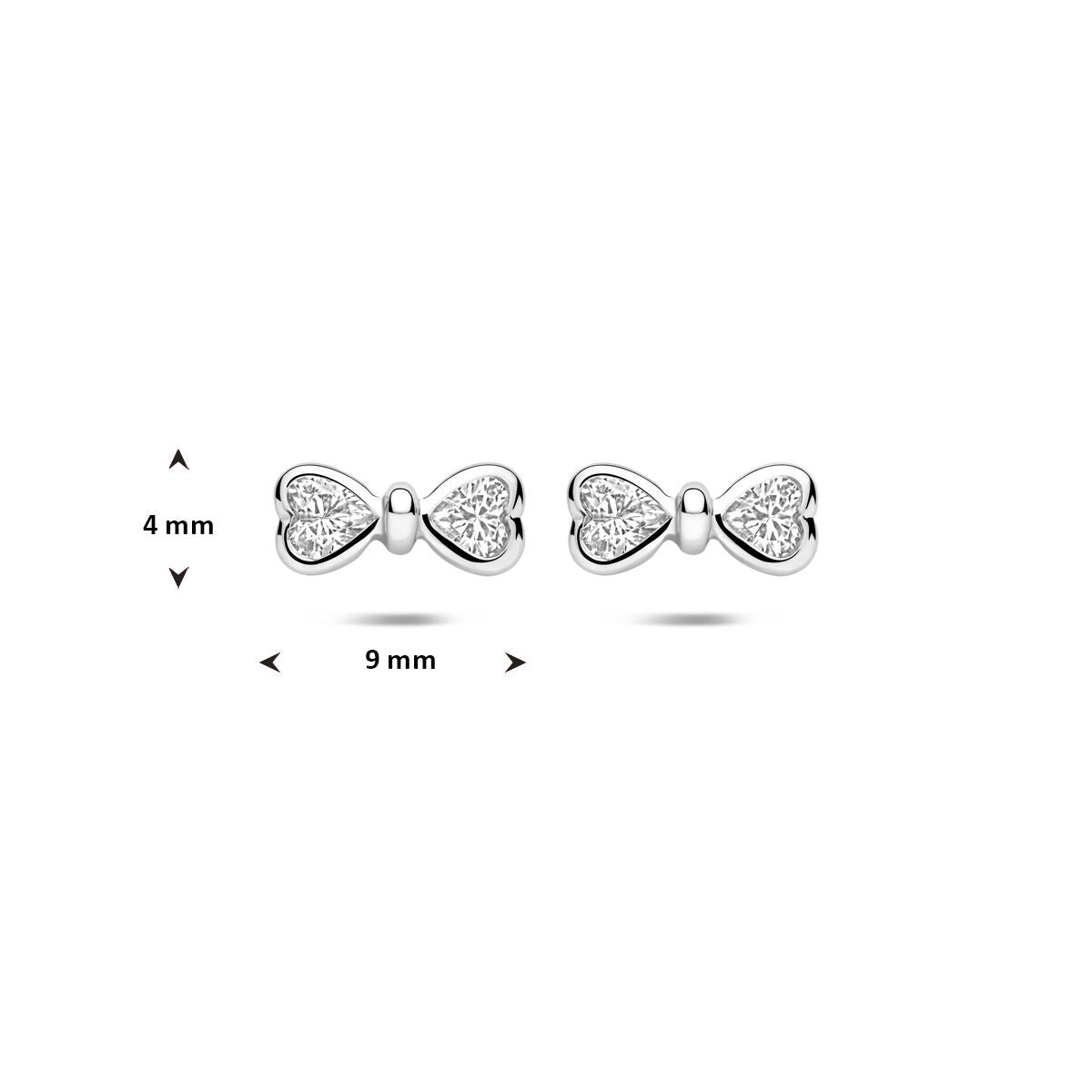 Pendientes de botón de plata con circonitas – forma de lazo 4 mm