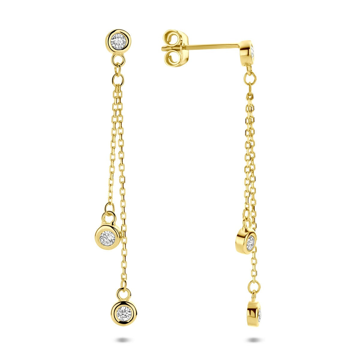 Aros de oro amarillo de 14k con circonitas