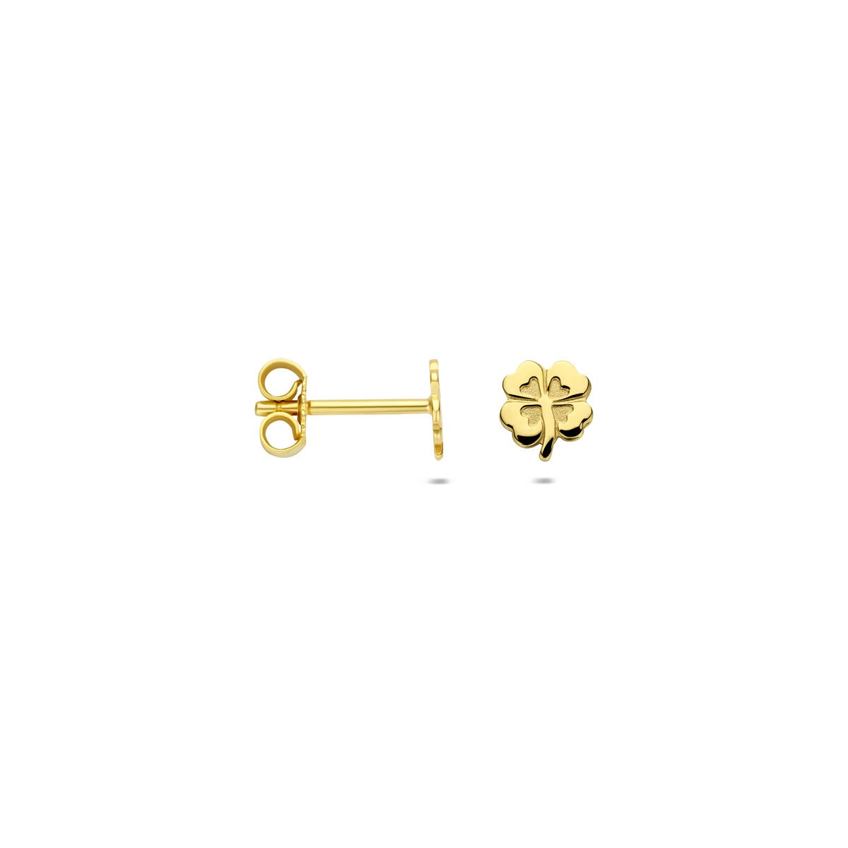 Pendientes de botón chapados en oro amarillo con trébol – 14k