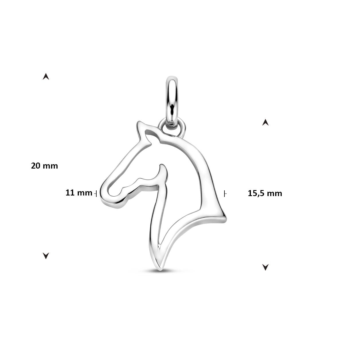 Colgante de caballo en plata – rodiado 925 plata 20 mm