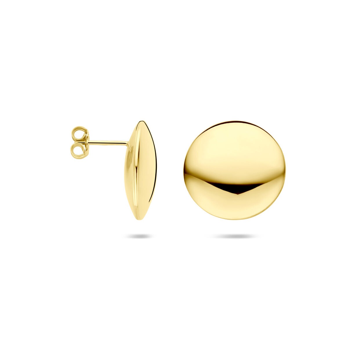 Pendientes de botón chapados en oro de plata redondos 20 mm