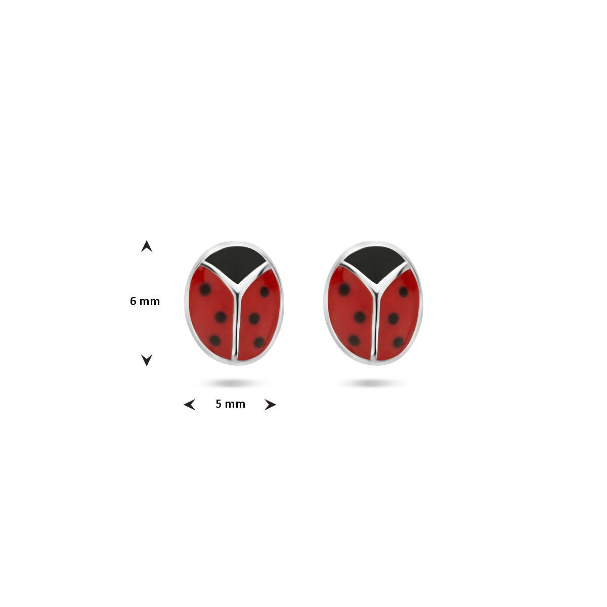 Pendientes infantiles de plata mariquita – rodiados con esmalte