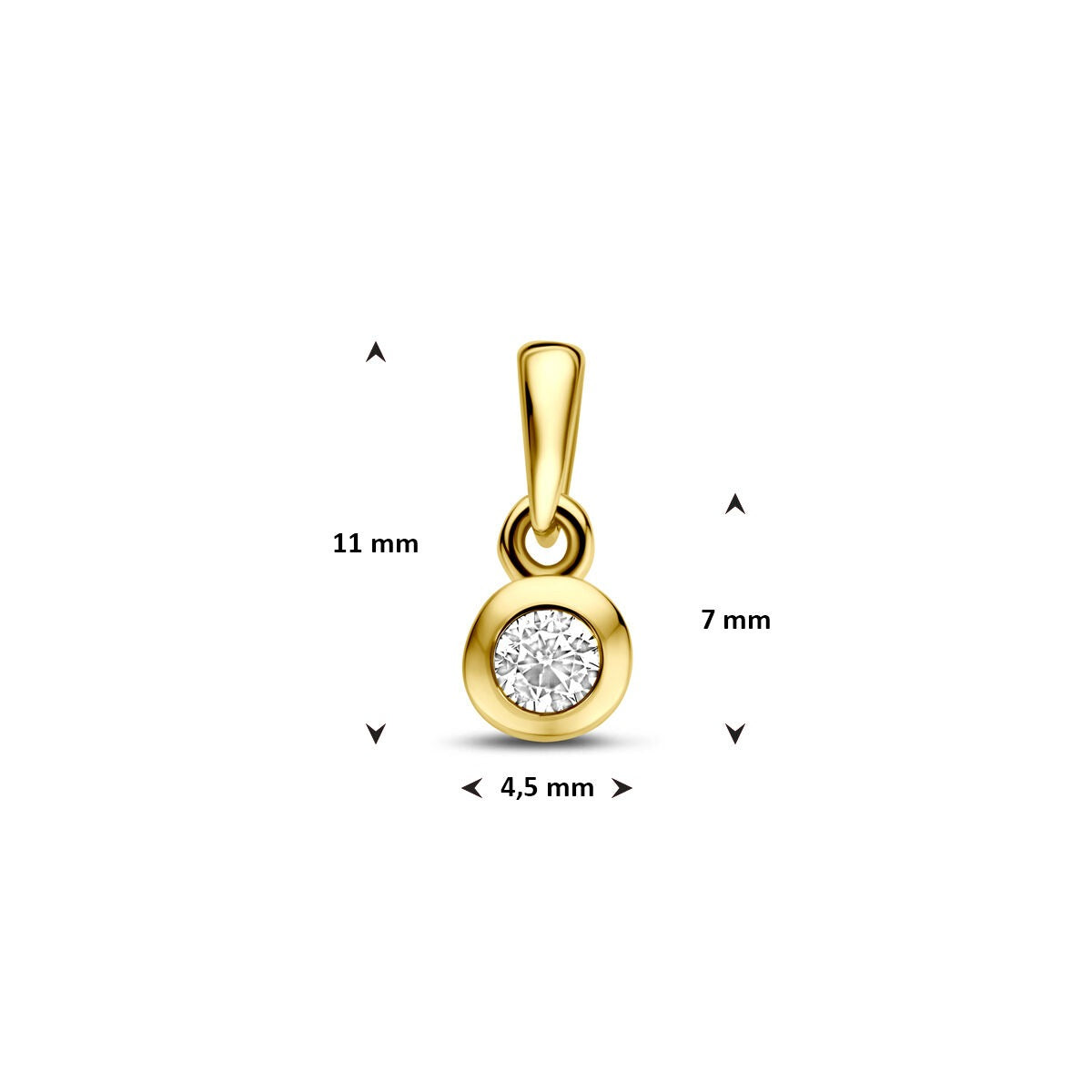Colgante de oro con circonita 14k – brillante solitario 11 mm