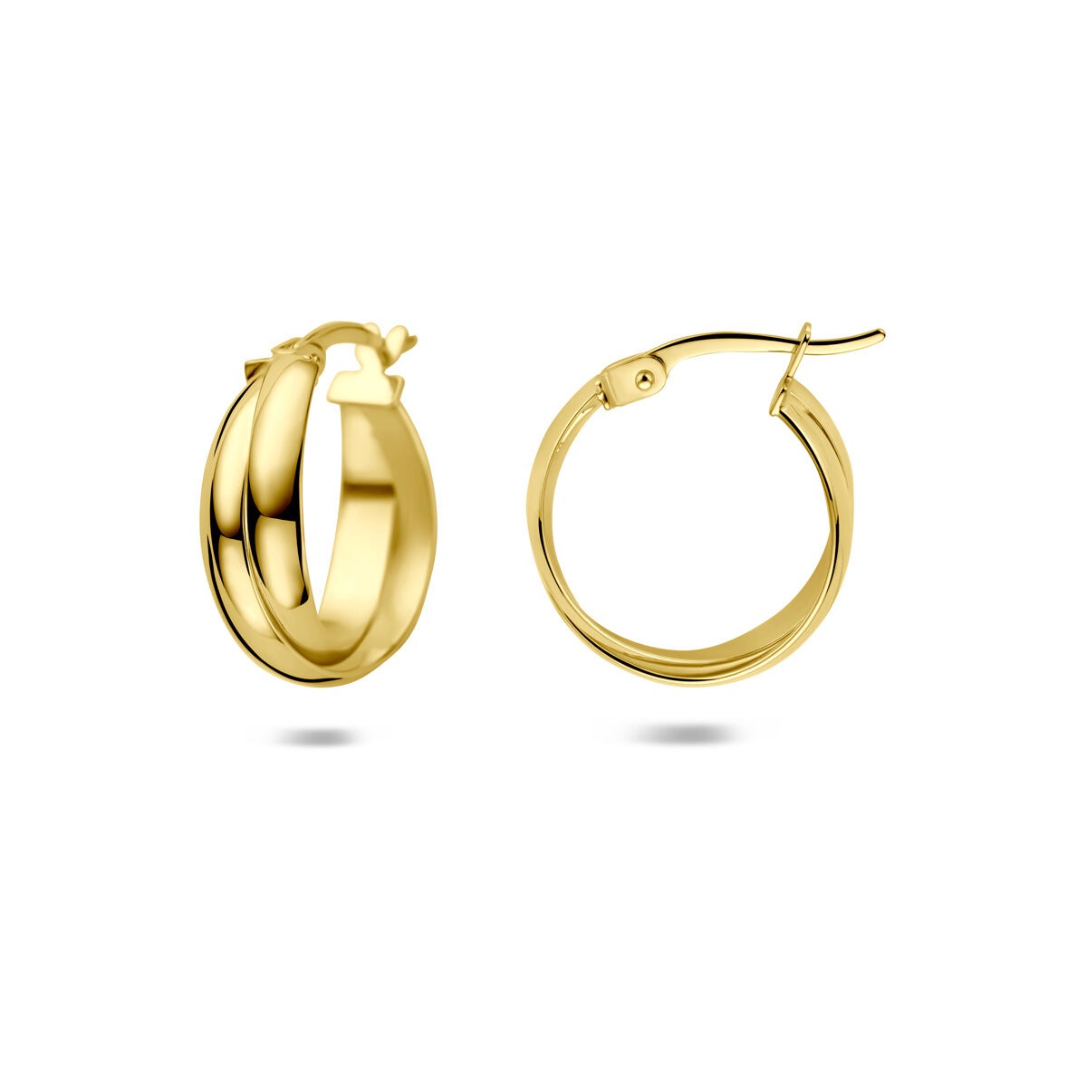 aros de oro amarillo de 14k con cierre de bisagra 16,5 mm