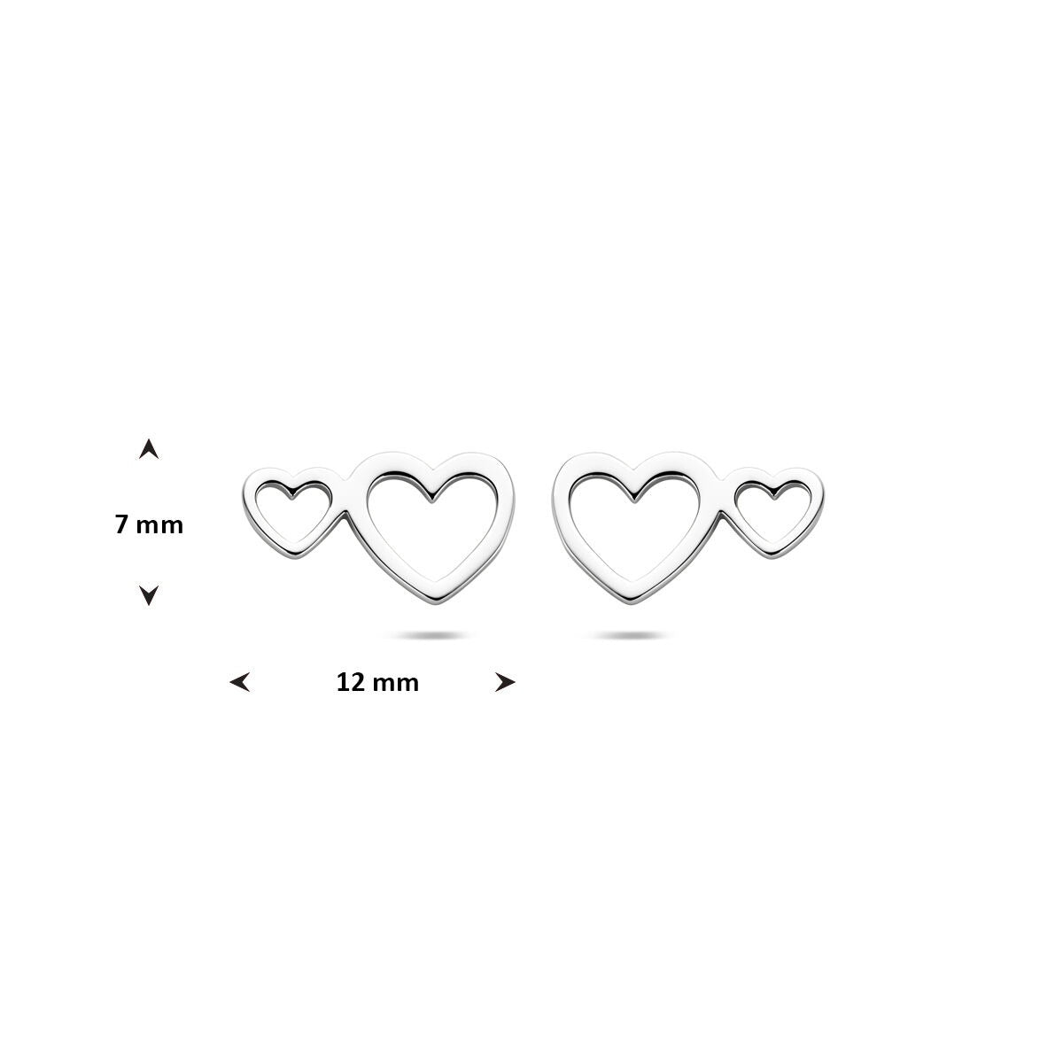 Pendientes de botón de plata con corazones – plata 925 rodiada