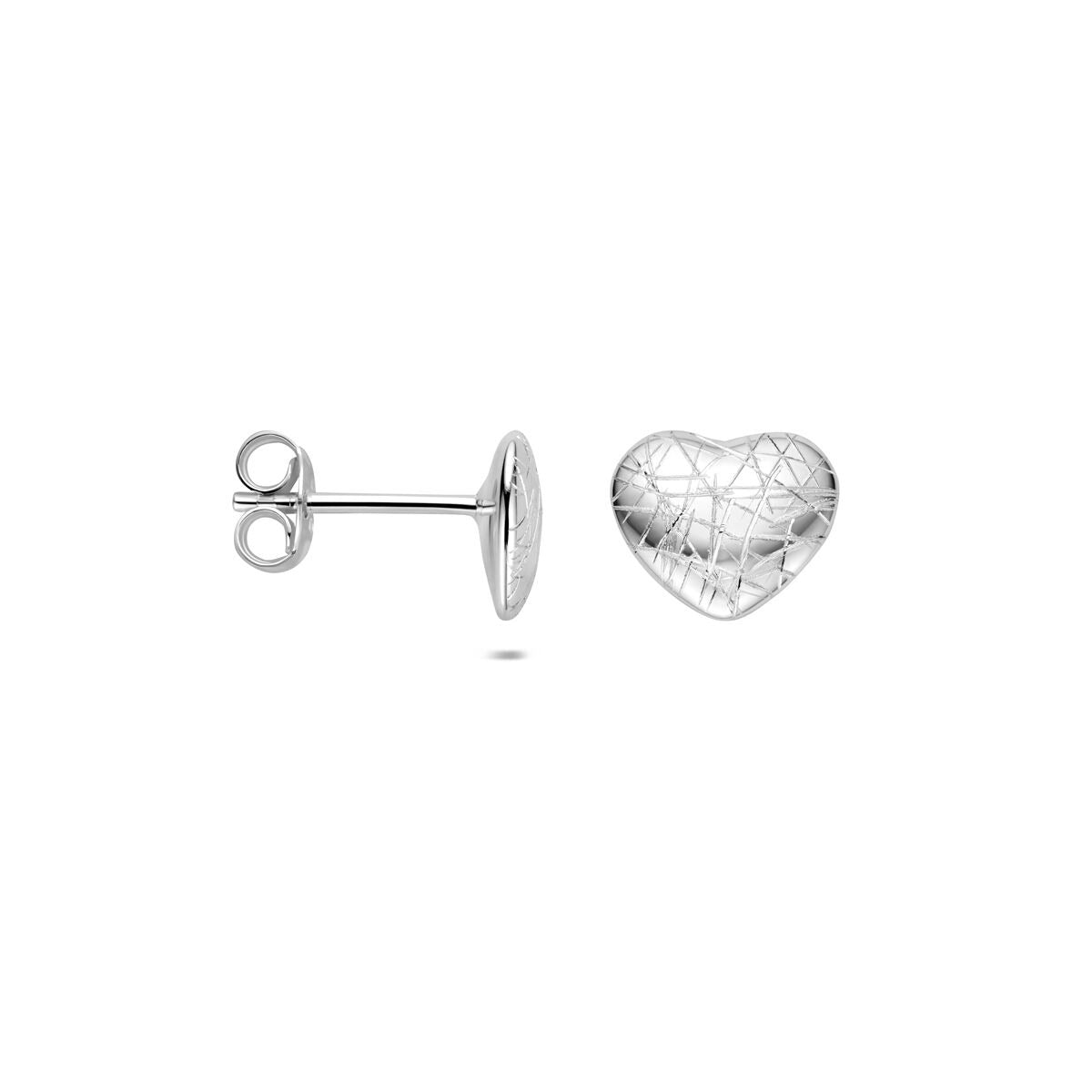 Pendientes de botón de plata 925 con forma de corazón chapados en oro