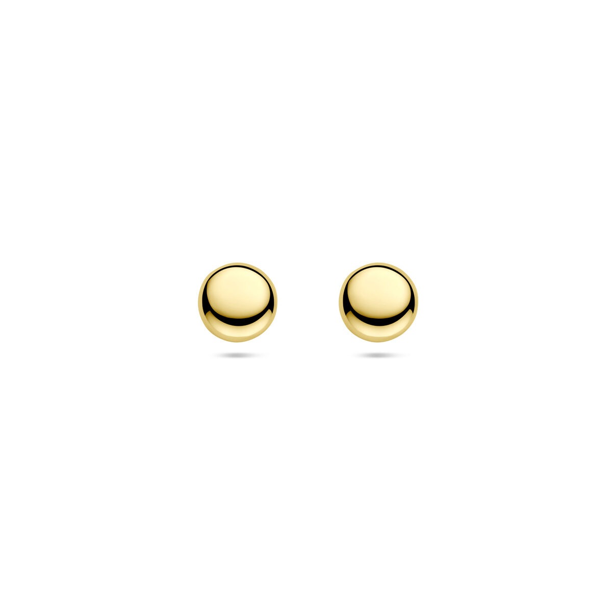 Pendientes de oro amarillo de 14 quilates con forma redonda y acabado pulido.