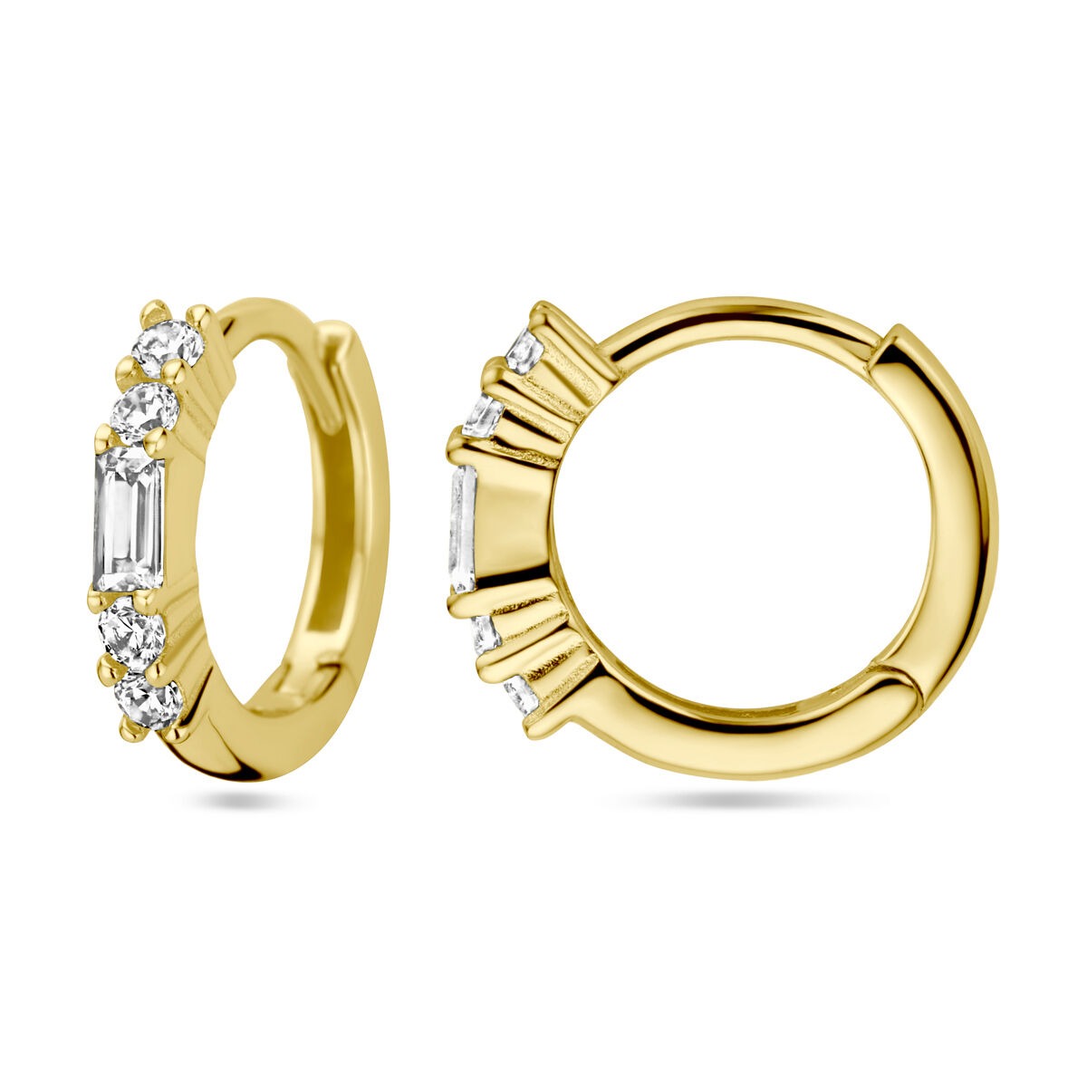 Aros chapados en oro amarillo de plata 925 con circonitas