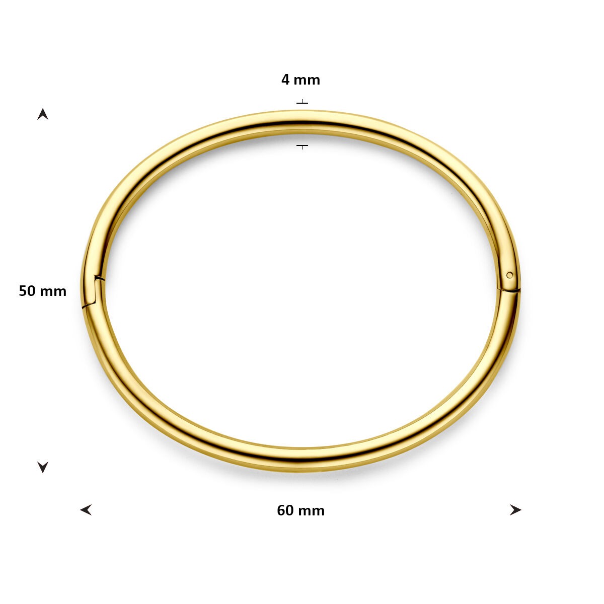 Brazalete de mujer de acero amarillo con bisagra 4,0 mm 60 mm