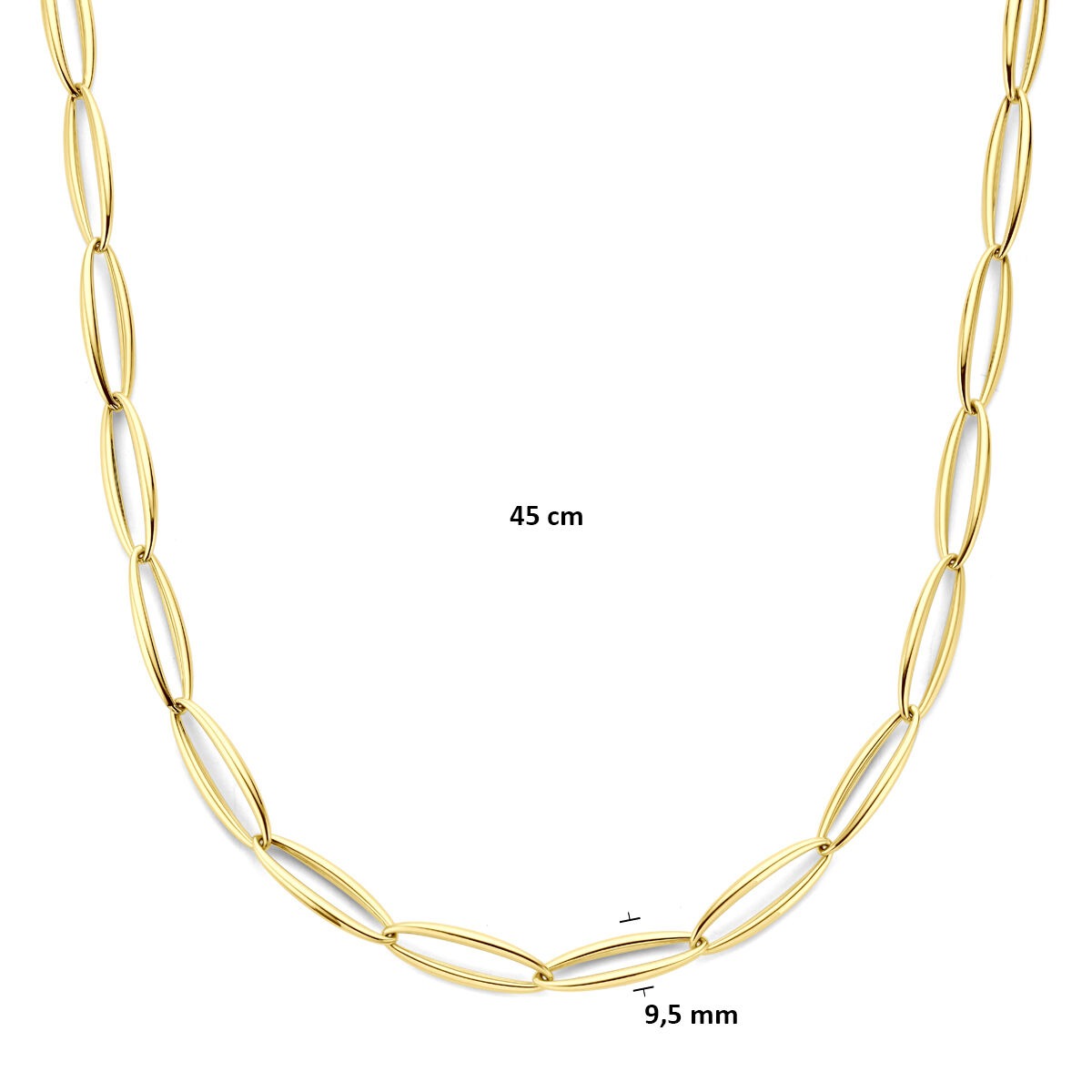 collar de mujer de oro amarillo 9,5 mm 45 cm