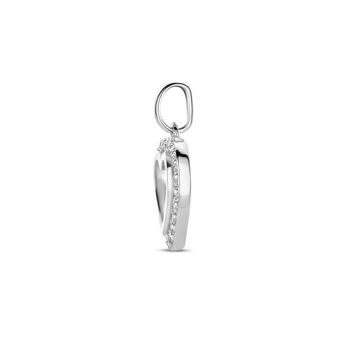 Colgante en forma de corazón de plata con circonitas – plata 925 rodiada, 17,5 mm de alto