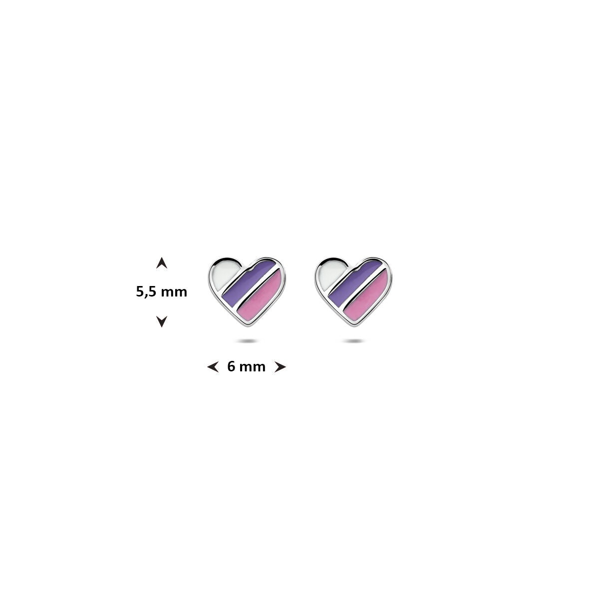 Pendientes infantiles de plata – corazones con esmalte 5.5 mm