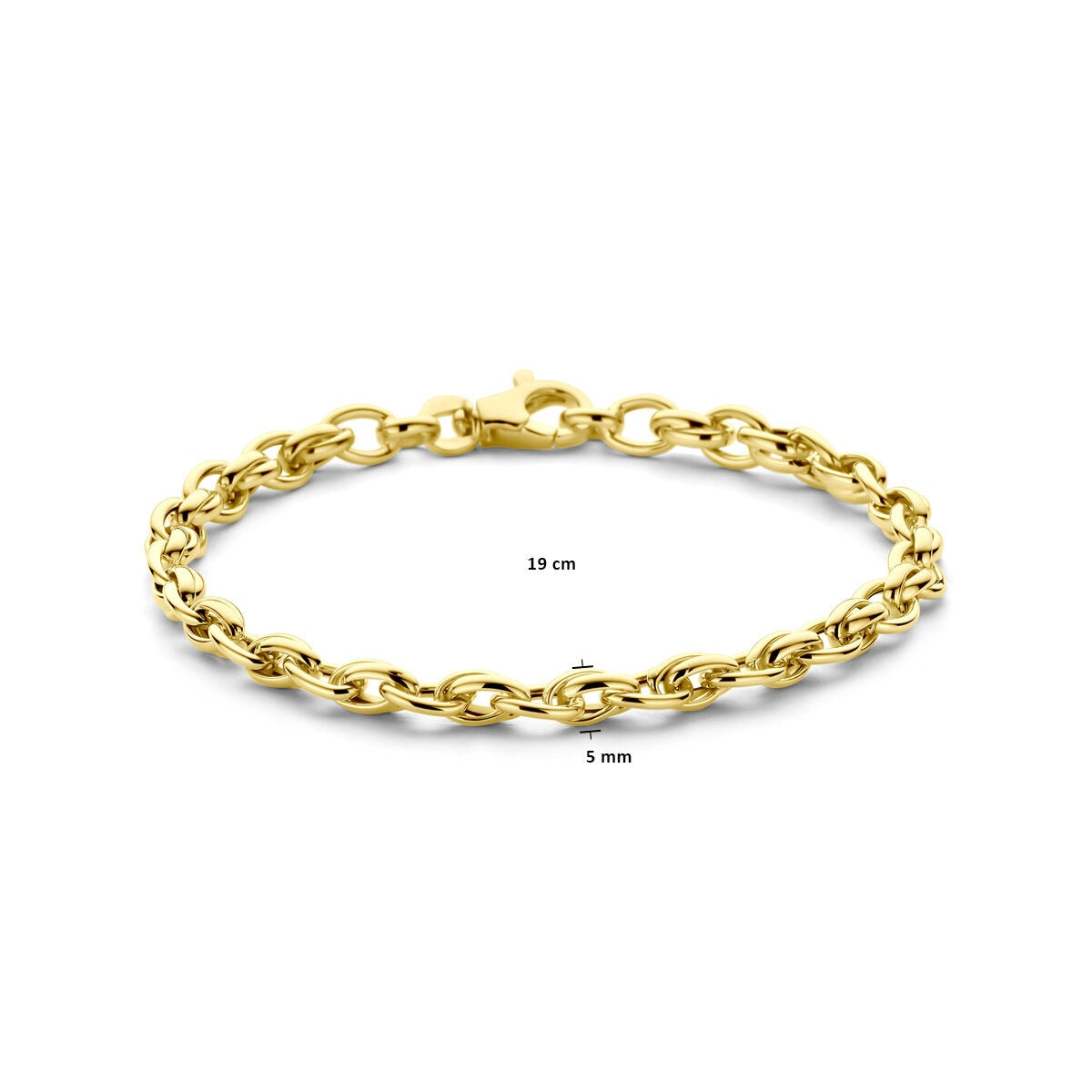 pulsera de oro amarillo con eslabones de fantasía 19 cm