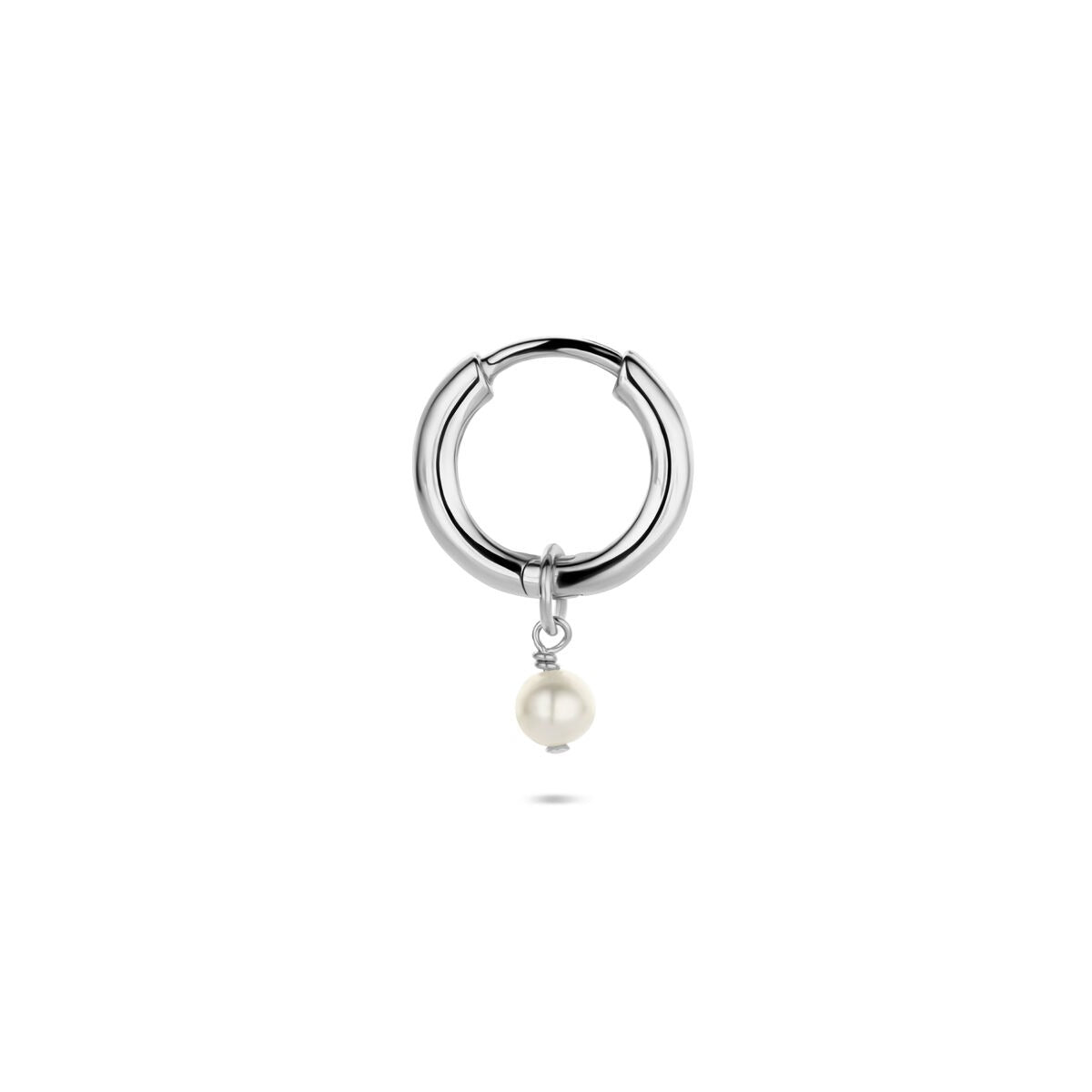 Aro de plata rhodium con perla – por unidad