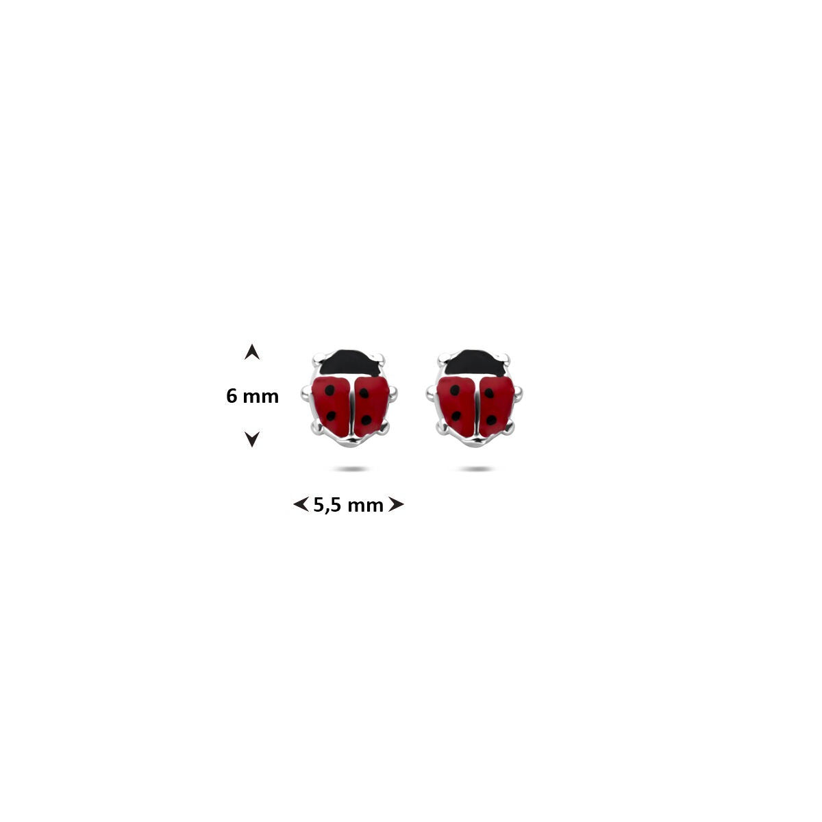 Pendientes infantiles de mariquita – plata 925 rodiada 6 mm