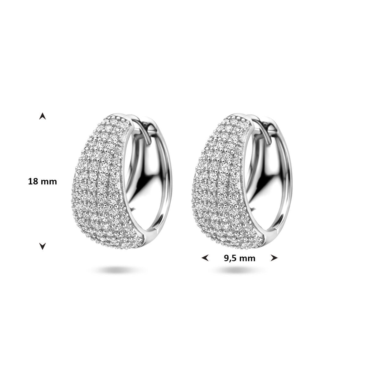 Aros de plata con circonitas – rodiados en plata 925 18 mm