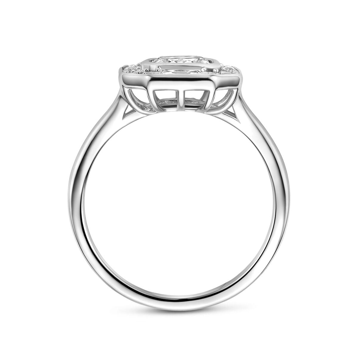 Anillo de plata 925 rodiado con entorno de circonitas