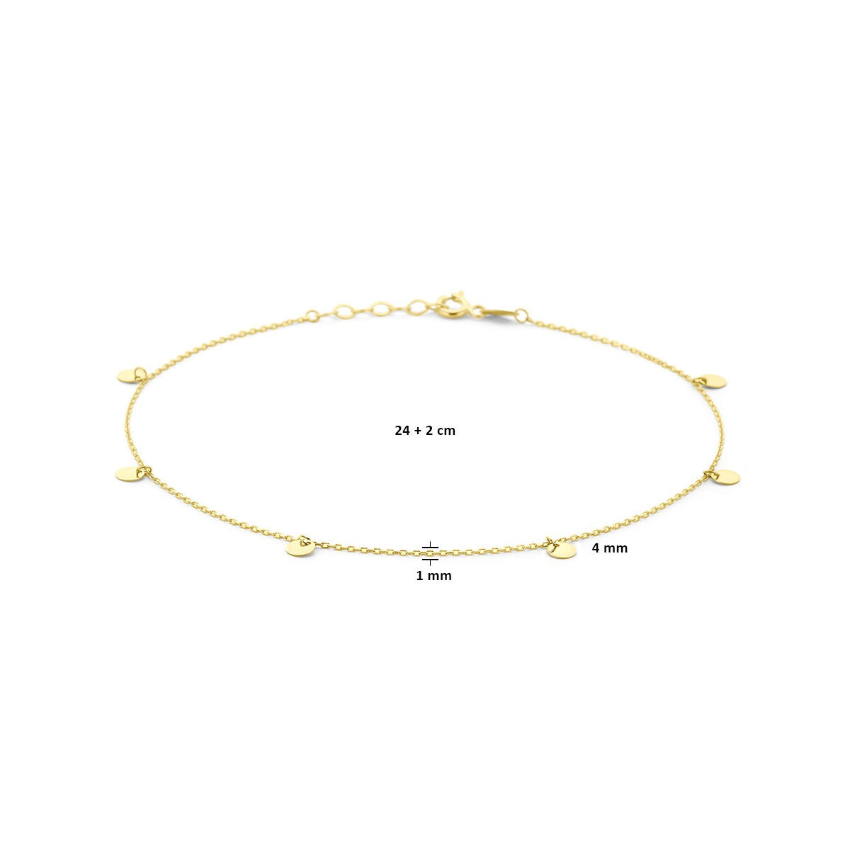 pulsera de oro amarillo de 9k con círculos