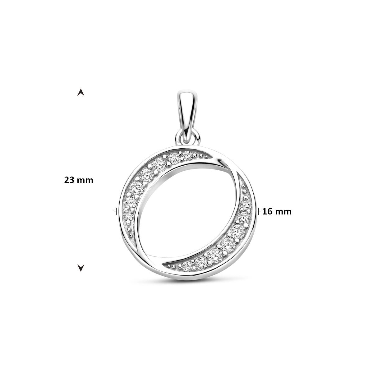 Colgante de plata con entorno de circonitas – plata 925 rodiada 23 mm