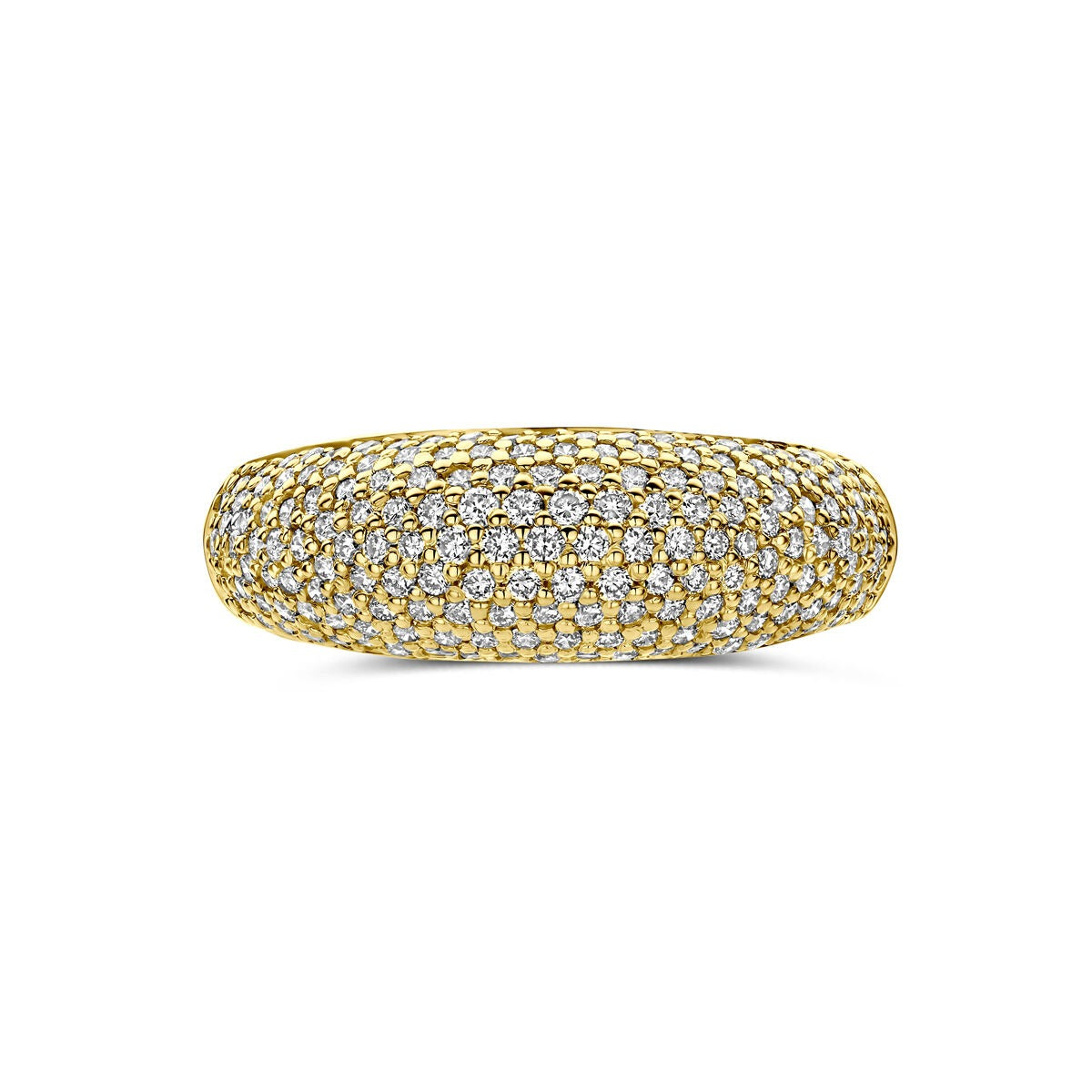 Anillo de oro amarillo de 14k con diamante cultivado en laboratorio