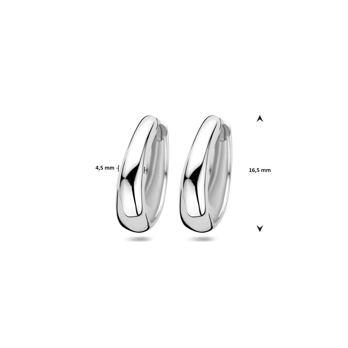 Aros de mujer – rodiado plata 925, 16,5 mm