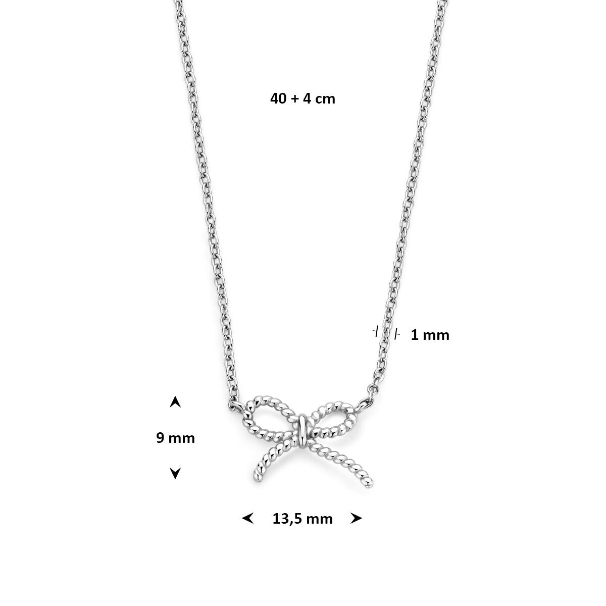 Collar de plata 925 rodiado con lazo - 40cm (expandible hasta 44cm) eslabón ancla de mujer