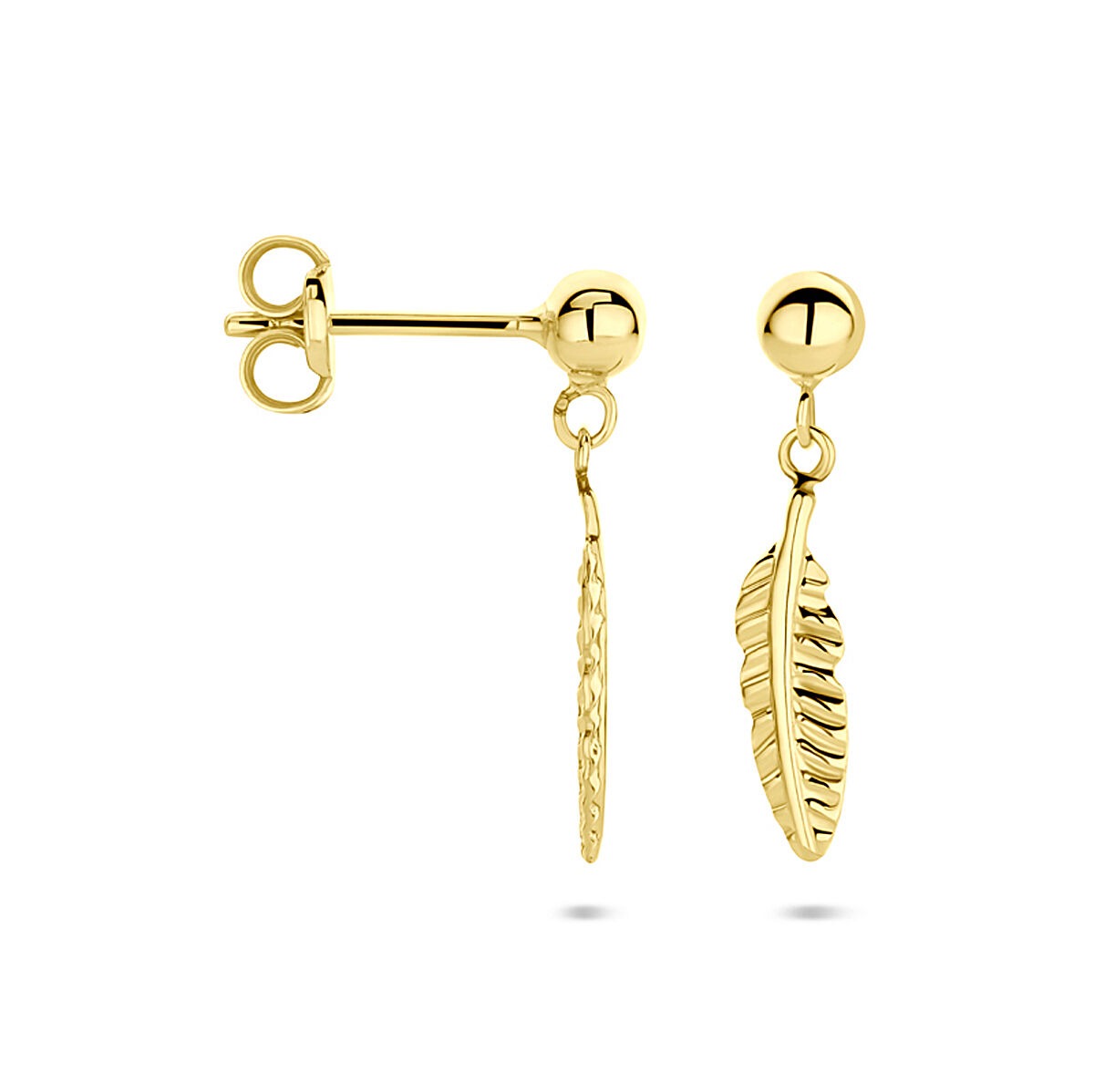 Pendientes de oro amarillo en forma de resorte 17mm
