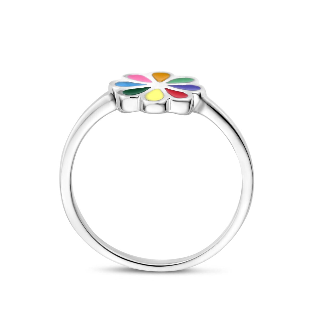 anillo flor plata rodiado