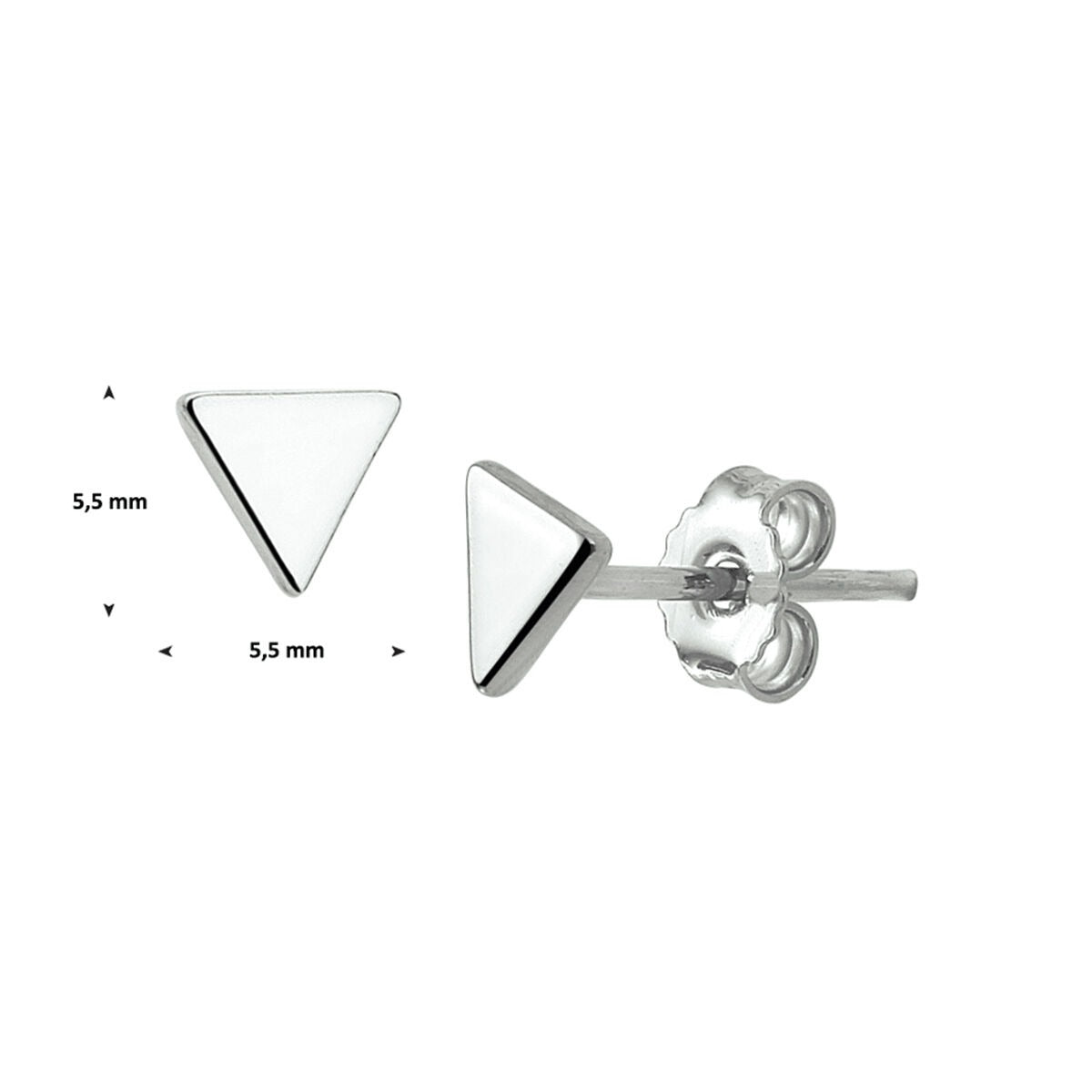 Pendientes de botón de plata en forma de triángulo – rodiados 5.5 mm