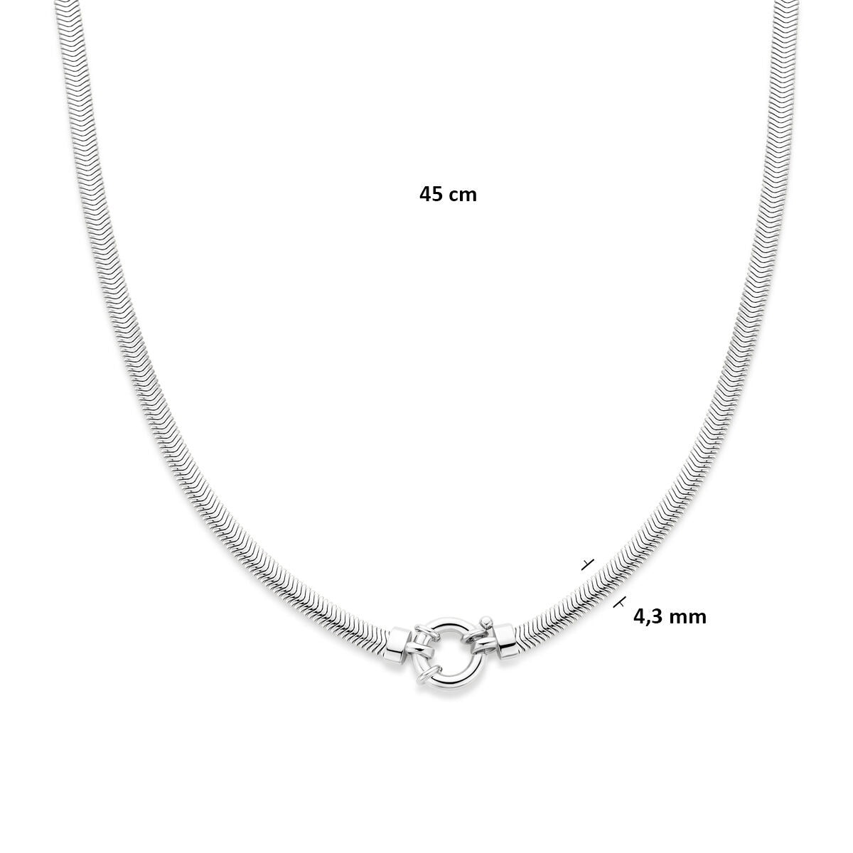 925 Collar de plata serpiente plano
