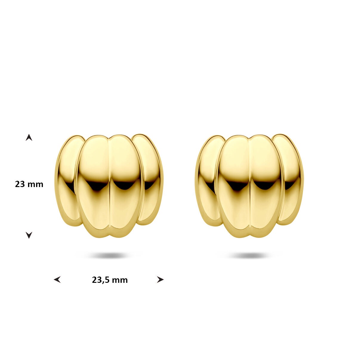 Pendientes de botón de mujer en acero amarillo – con ion plating 23 mm