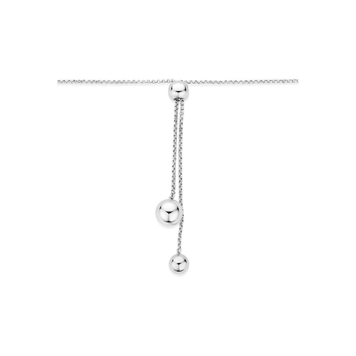 Collar y de plata 925 rodiado con bolitas