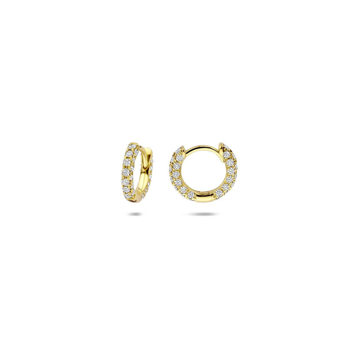 Aros de oro amarillo de 14k con diamantes cultivados en laboratorio - talla brillante