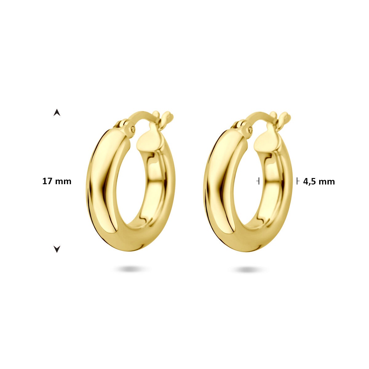 Aros de plata chapados en oro – plata 925 con baño de color oro amarillo 17 mm