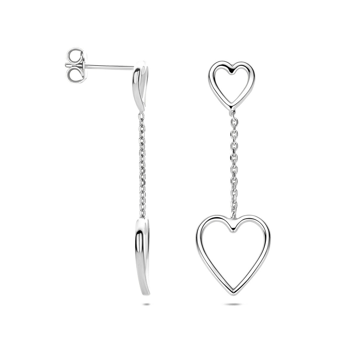 Gerhodineerd 925 zilveren oorhangers met hartjes