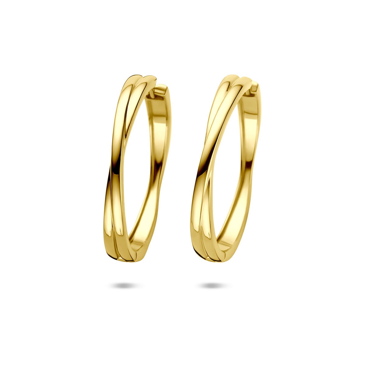 Pendientes de aro dorados de 40 x 5 mm con un diseño entrelazado.