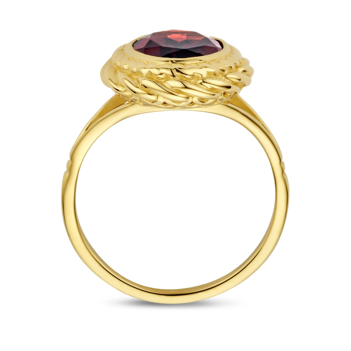 Anillo de oro 14k con granate - Forma de corte ovalada