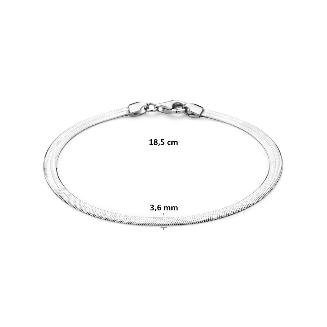 Gerhodineerd 925 zilveren damesarmband met platte slangschakel