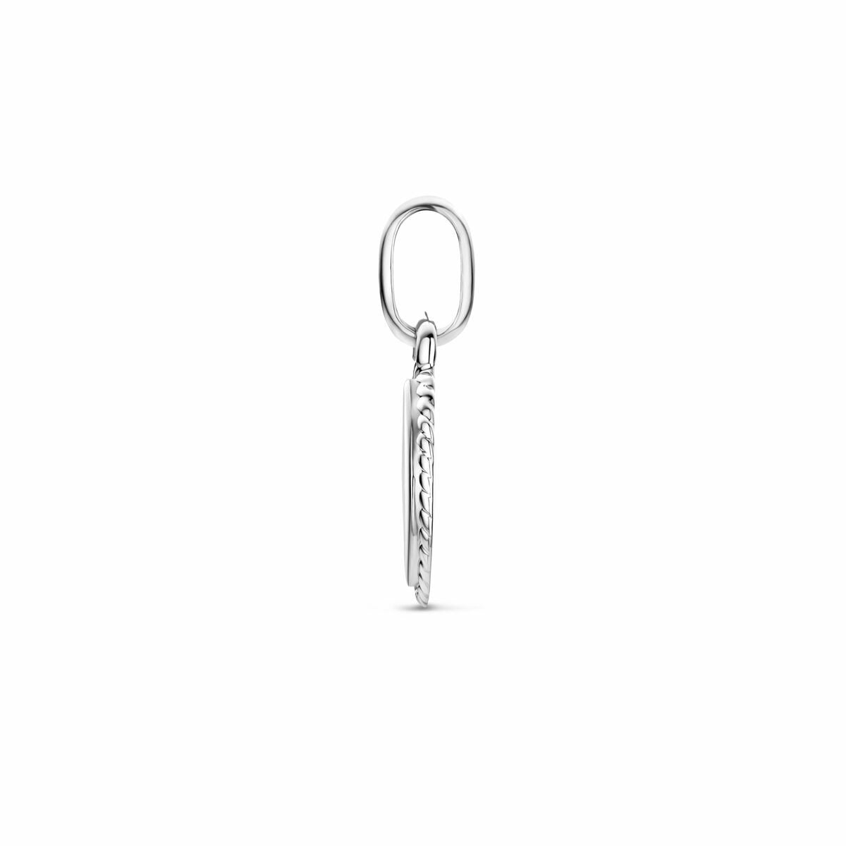 Colgante de grabado de plata rodiada ovalado – 21mm