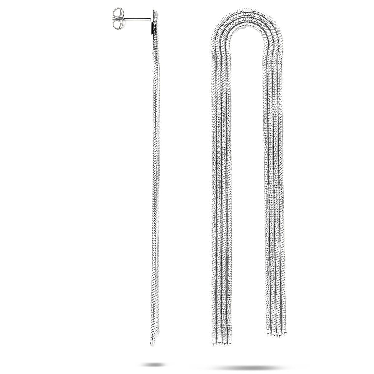 Pendientes de plata con motivo de eslabones – rodiados 925 plata 91 mm
