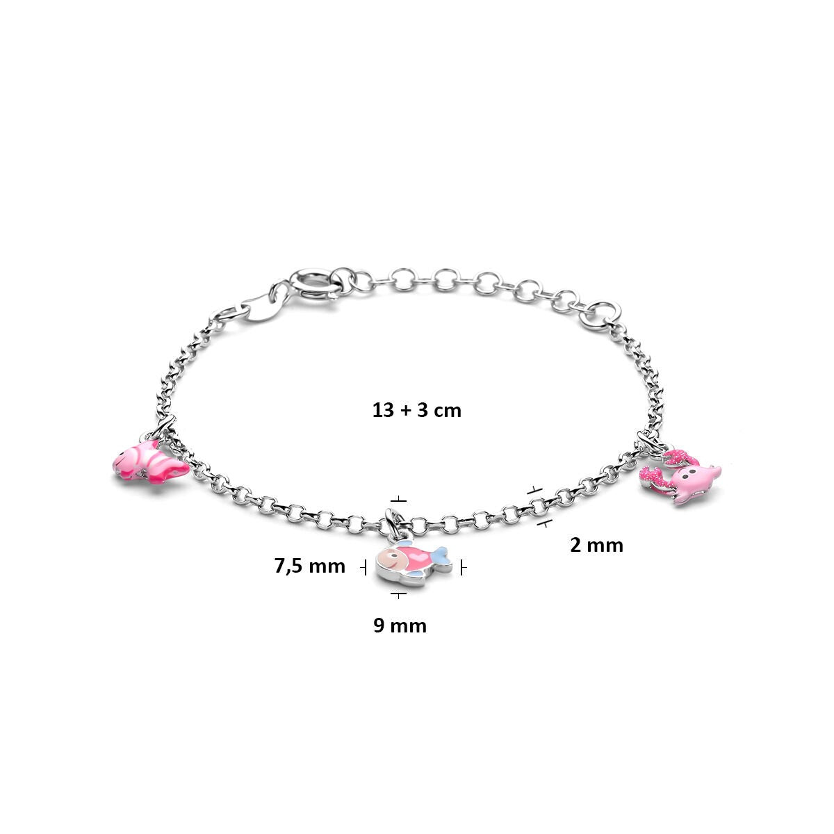 Pulsera infantil de plata con animales marinos – plata 925 rodiada