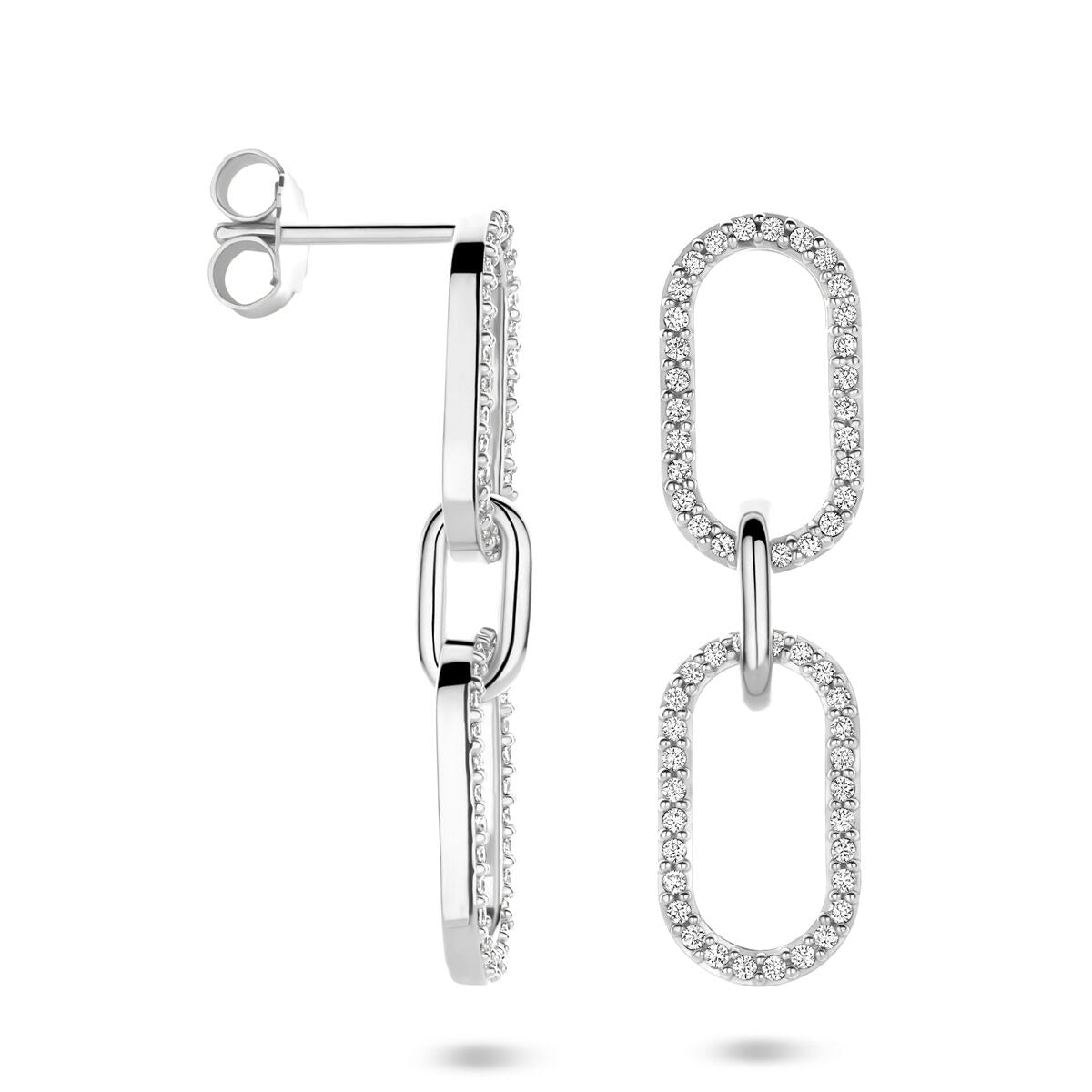Pendientes de plata con circonitas – 33 mm