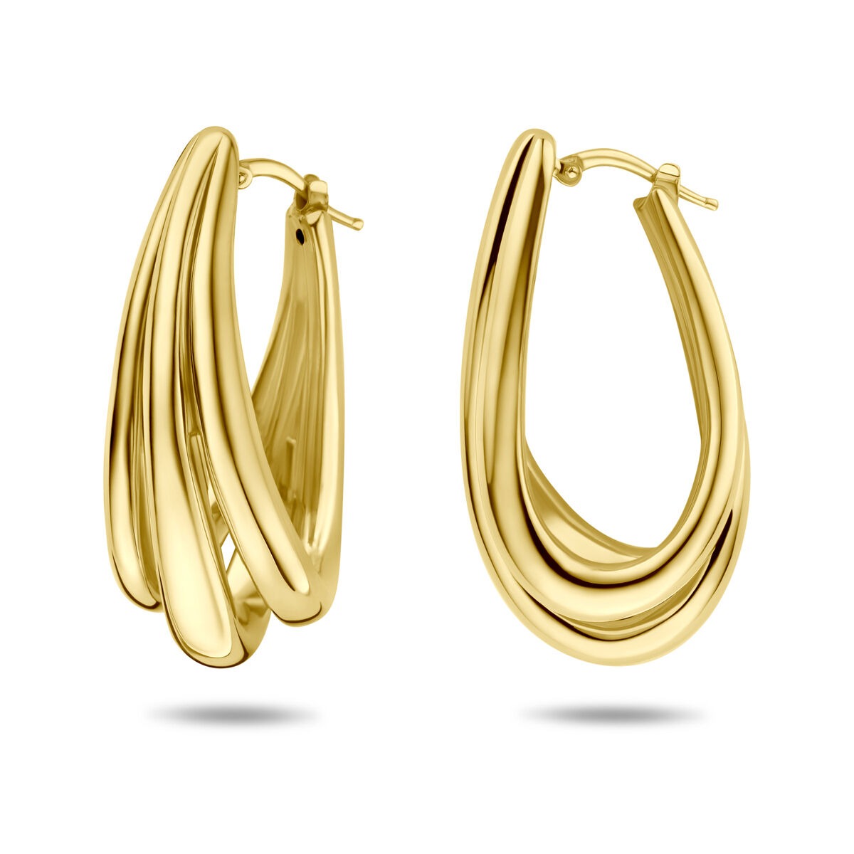 Aros chapados en oro 925 de plata 42 x 16,5 mm de mujer