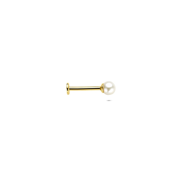 14k geelgouden flat back piercing met parel – 3,5 mm