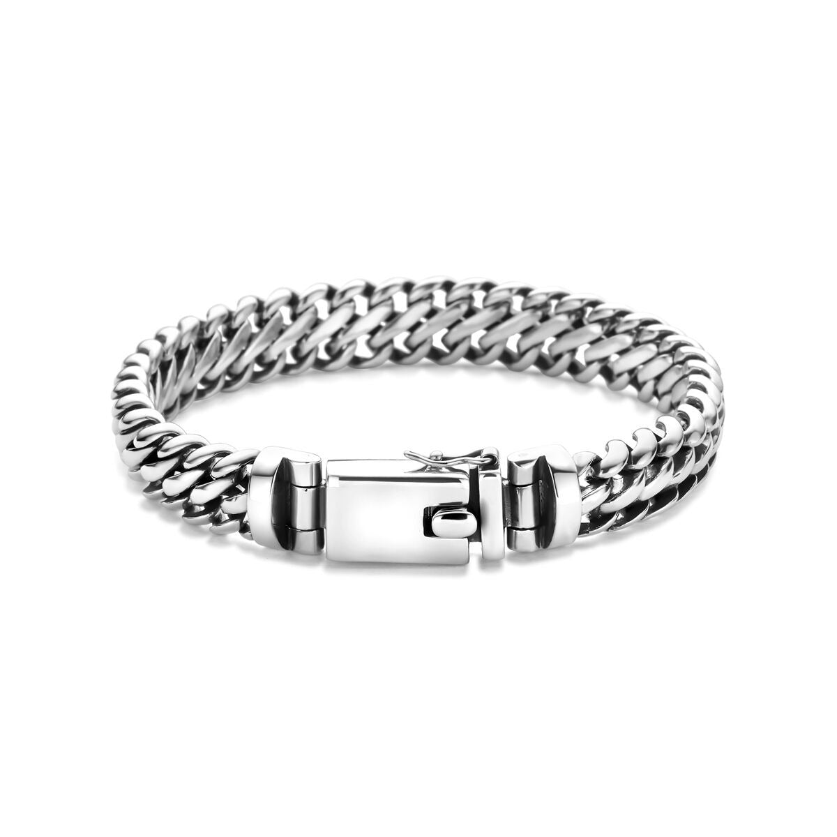 Pulsera de hombre de plata oxidada – eslabón gourmet doble 11 mm