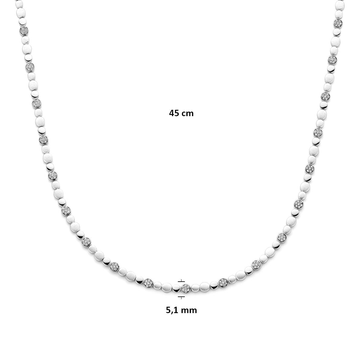 Collar de mujer de plata con circonitas – rodiado plata 925 5,1 mm 45 cm