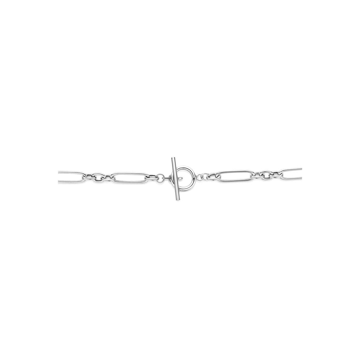 Collar de eslabones de plata rodiada ancla