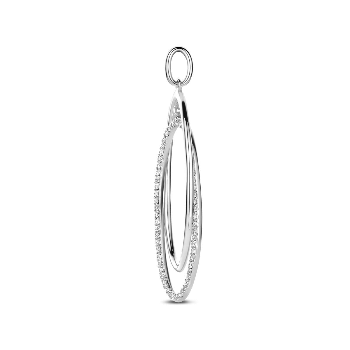 Colgante de plata con circonitas – diseño ovalado en estilo entourage 50 mm