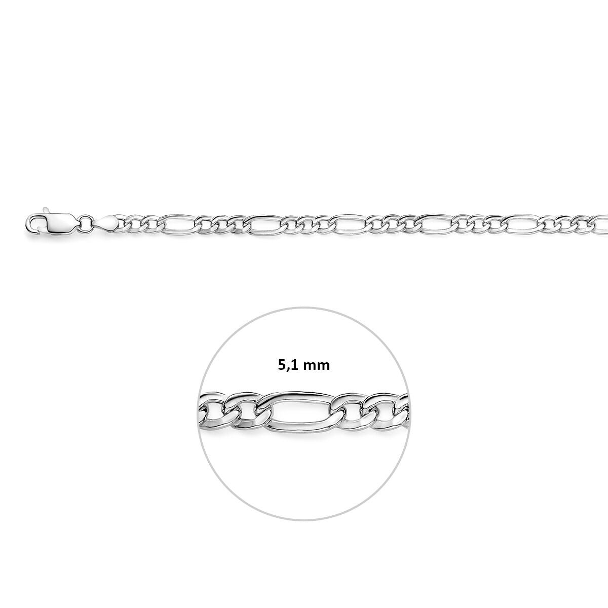 925 Collar Figaro de plata 5,1 mm de hombre